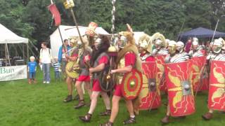 Roman Reenactment at the Amphitheatre in Caerleon Marching In [upl. by Eiclehc]