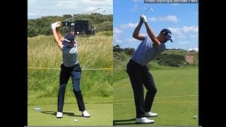 Justin Thomas golf swing  Long Iron faceon amp downtheline July 2017 [upl. by Akerley]